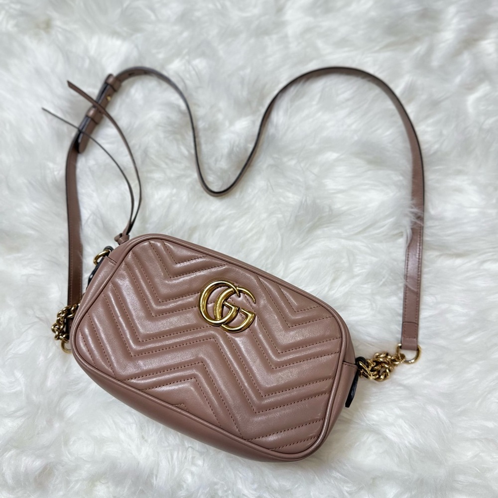Brown Gucci Marmont small cross body bag